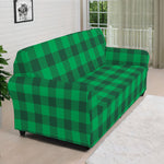 Irish Green Buffalo Check Pattern Print Sofa Cover