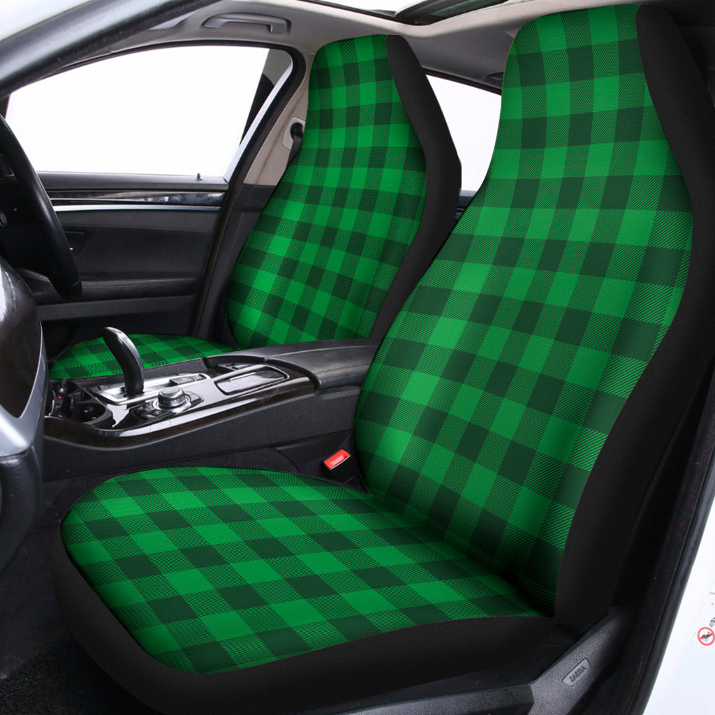Irish Green Buffalo Check Pattern Print Universal Fit Car Seat Covers