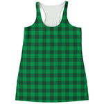 Irish Green Buffalo Check Pattern Print Women's Racerback Tank Top