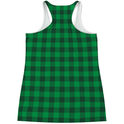 Irish Green Buffalo Check Pattern Print Women's Racerback Tank Top