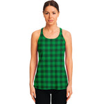 Irish Green Buffalo Check Pattern Print Women's Racerback Tank Top