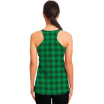 Irish Green Buffalo Check Pattern Print Women's Racerback Tank Top