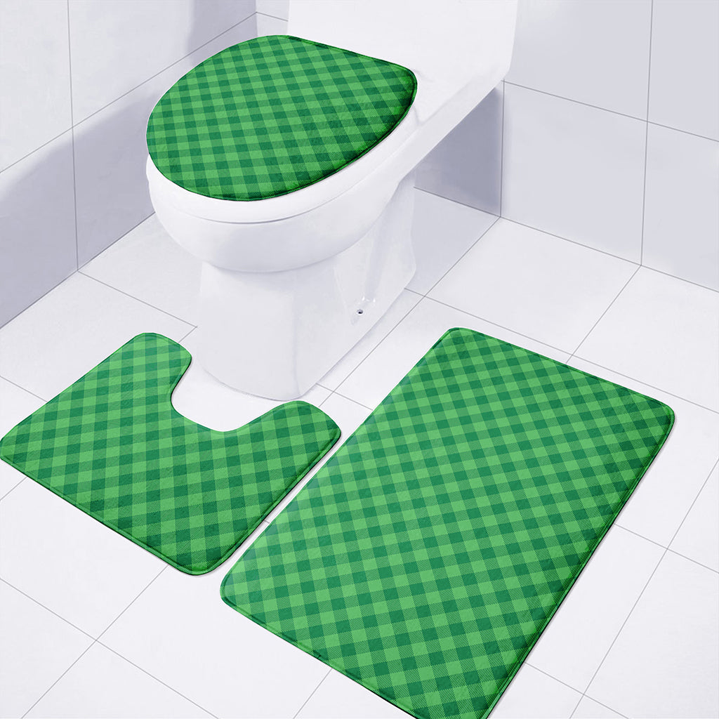 Irish Green Buffalo Plaid Print 3 Piece Bath Mat Set