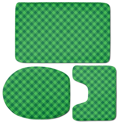 Irish Green Buffalo Plaid Print 3 Piece Bath Mat Set