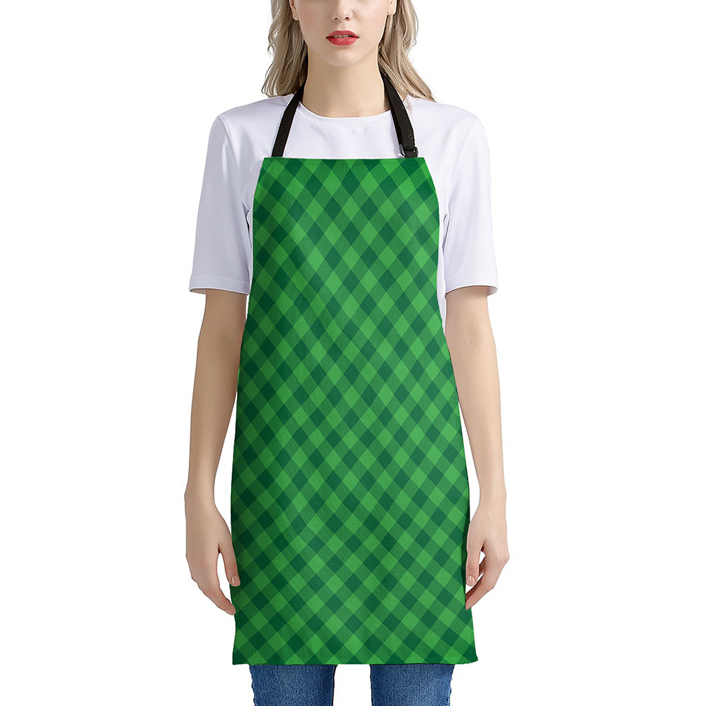 Irish Green Buffalo Plaid Print Apron