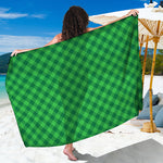 Irish Green Buffalo Plaid Print Beach Sarong Wrap