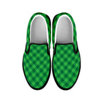 Irish Green Buffalo Plaid Print Black Slip On Shoes