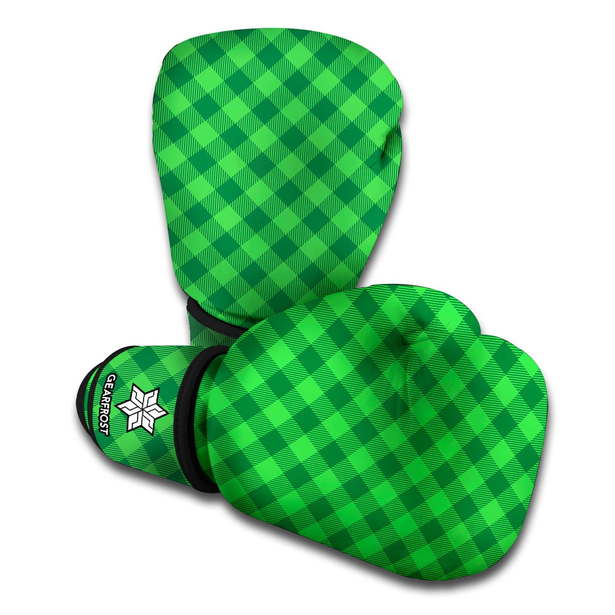 Irish Green Buffalo Plaid Print Boxing Gloves