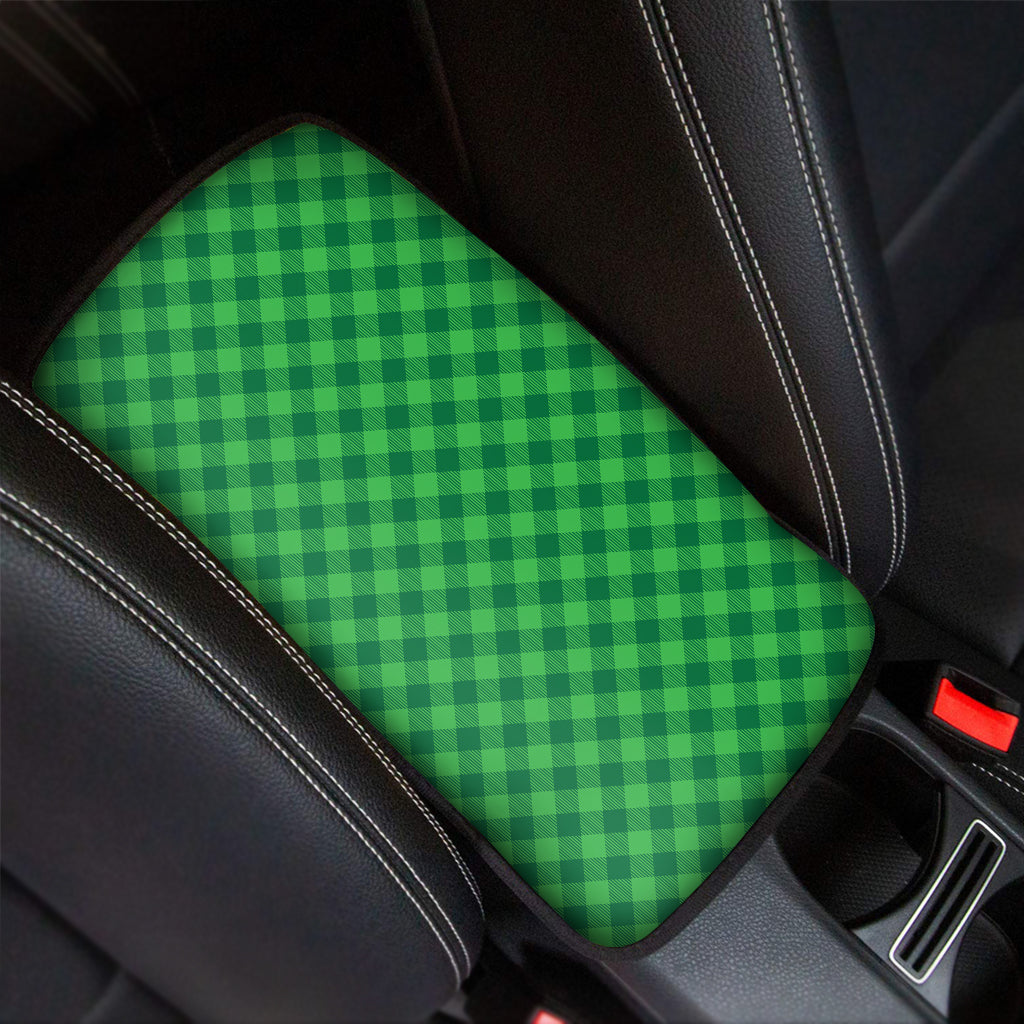 Irish Green Buffalo Plaid Print Car Center Console Cover