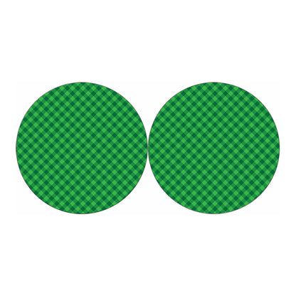 Irish Green Buffalo Plaid Print Car Coasters