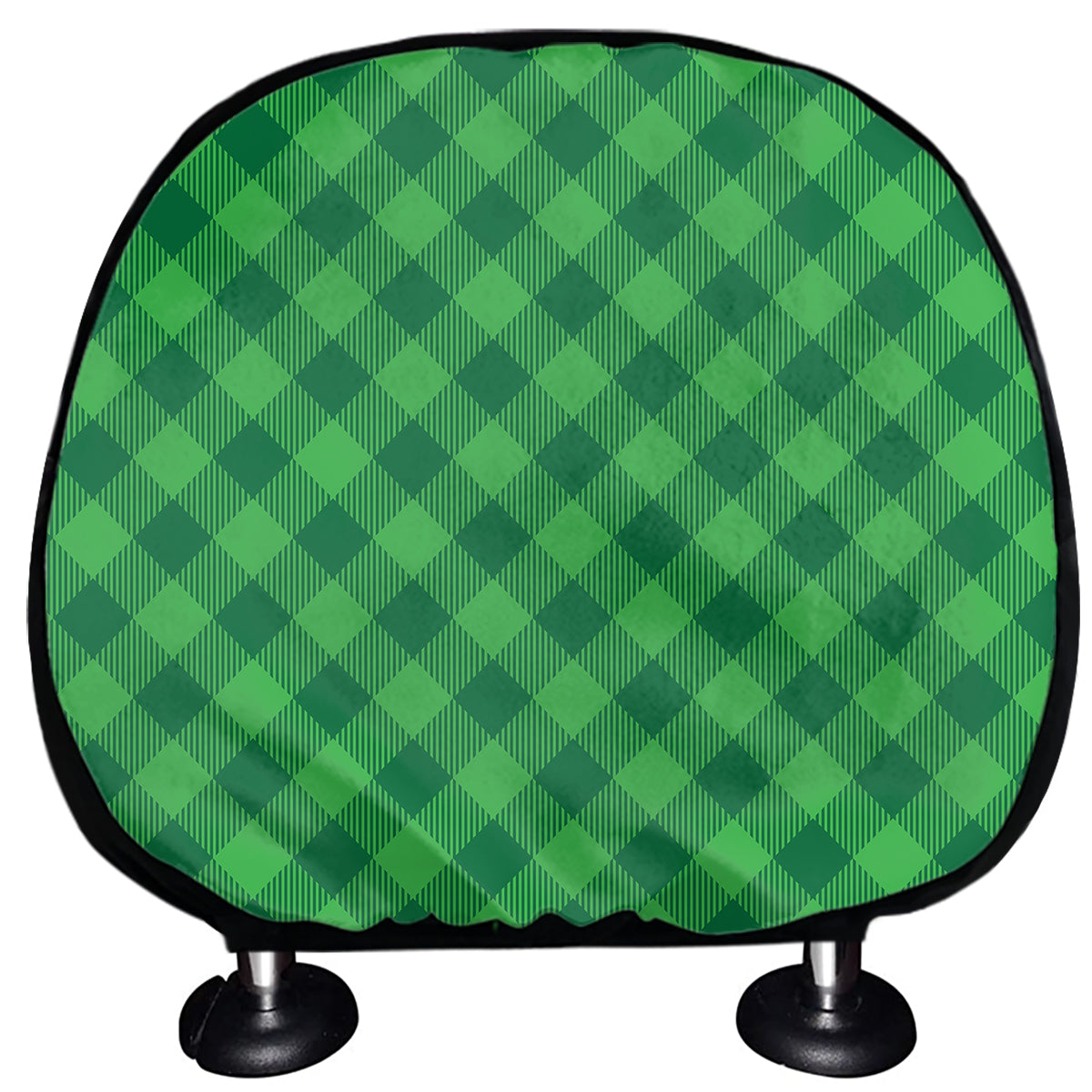 Irish Green Buffalo Plaid Print Car Headrest Covers