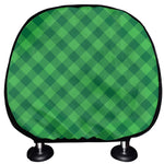Irish Green Buffalo Plaid Print Car Headrest Covers