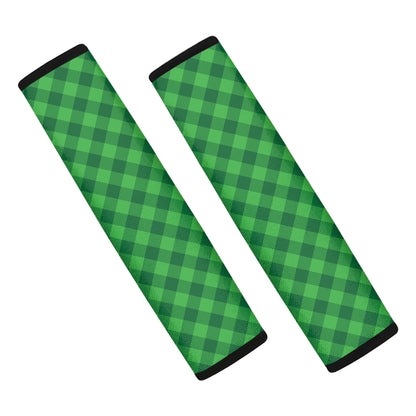 Irish Green Buffalo Plaid Print Car Seat Belt Covers
