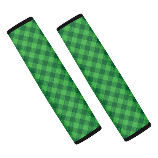 Irish Green Buffalo Plaid Print Car Seat Belt Covers