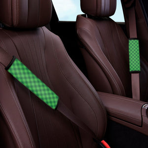 Irish Green Buffalo Plaid Print Car Seat Belt Covers
