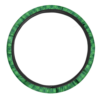 Irish Green Buffalo Plaid Print Car Steering Wheel Cover
