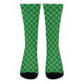 Irish Green Buffalo Plaid Print Crew Socks