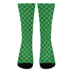 Irish Green Buffalo Plaid Print Crew Socks