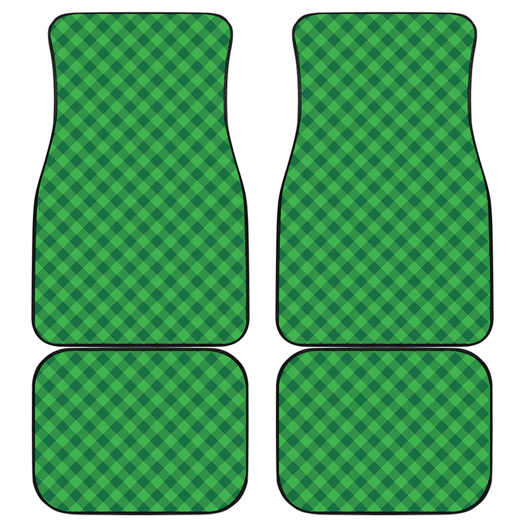 Irish Green Buffalo Plaid Print Front and Back Car Floor Mats