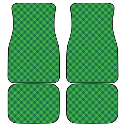 Irish Green Buffalo Plaid Print Front and Back Car Floor Mats