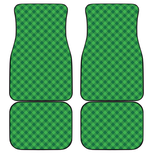 Irish Green Buffalo Plaid Print Front and Back Car Floor Mats