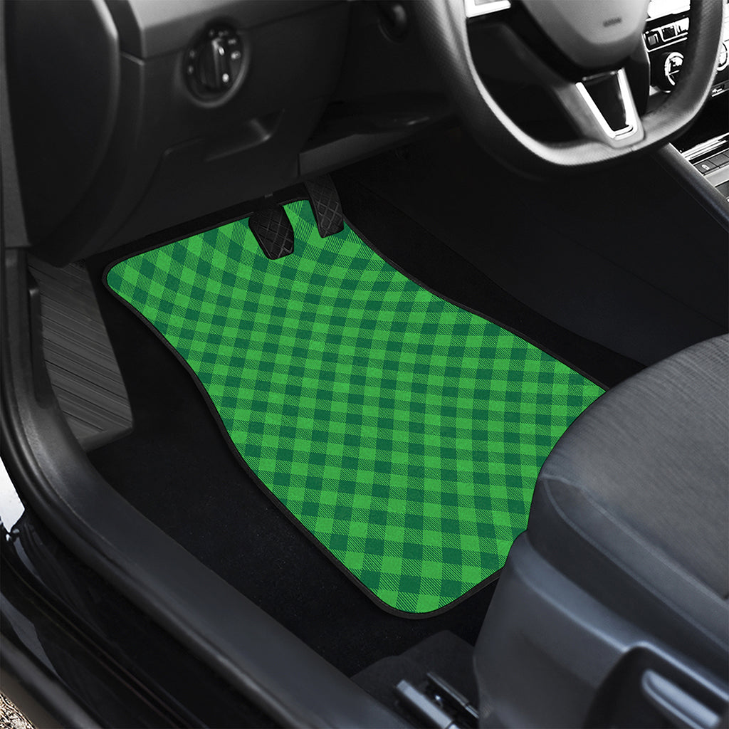 Irish Green Buffalo Plaid Print Front and Back Car Floor Mats