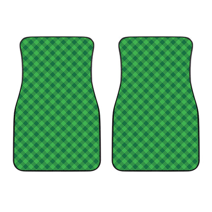Irish Green Buffalo Plaid Print Front Car Floor Mats