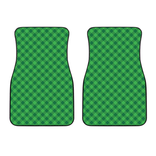 Irish Green Buffalo Plaid Print Front Car Floor Mats
