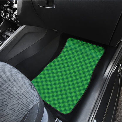Irish Green Buffalo Plaid Print Front Car Floor Mats