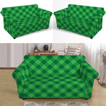 Irish Green Buffalo Plaid Print Loveseat Slipcover