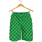 Irish Green Buffalo Plaid Print Men's Shorts