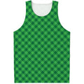 Irish Green Buffalo Plaid Print Men's Tank Top