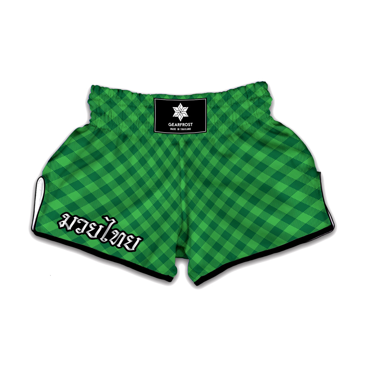 Irish Green Buffalo Plaid Print Muay Thai Boxing Shorts