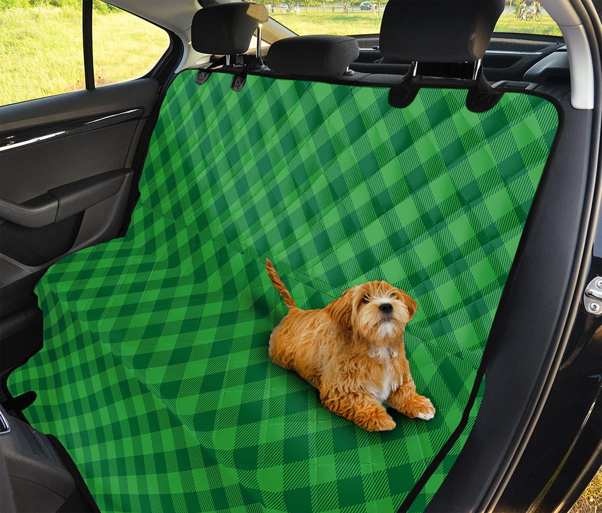 Irish Green Buffalo Plaid Print Pet Car Back Seat Cover