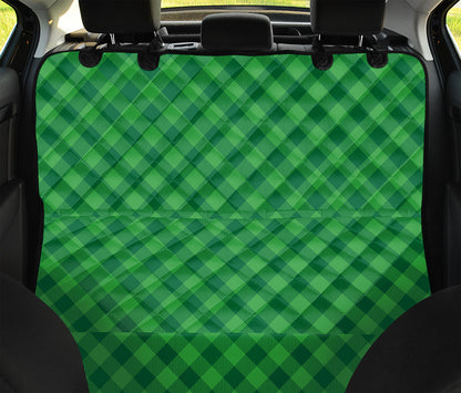 Irish Green Buffalo Plaid Print Pet Car Back Seat Cover
