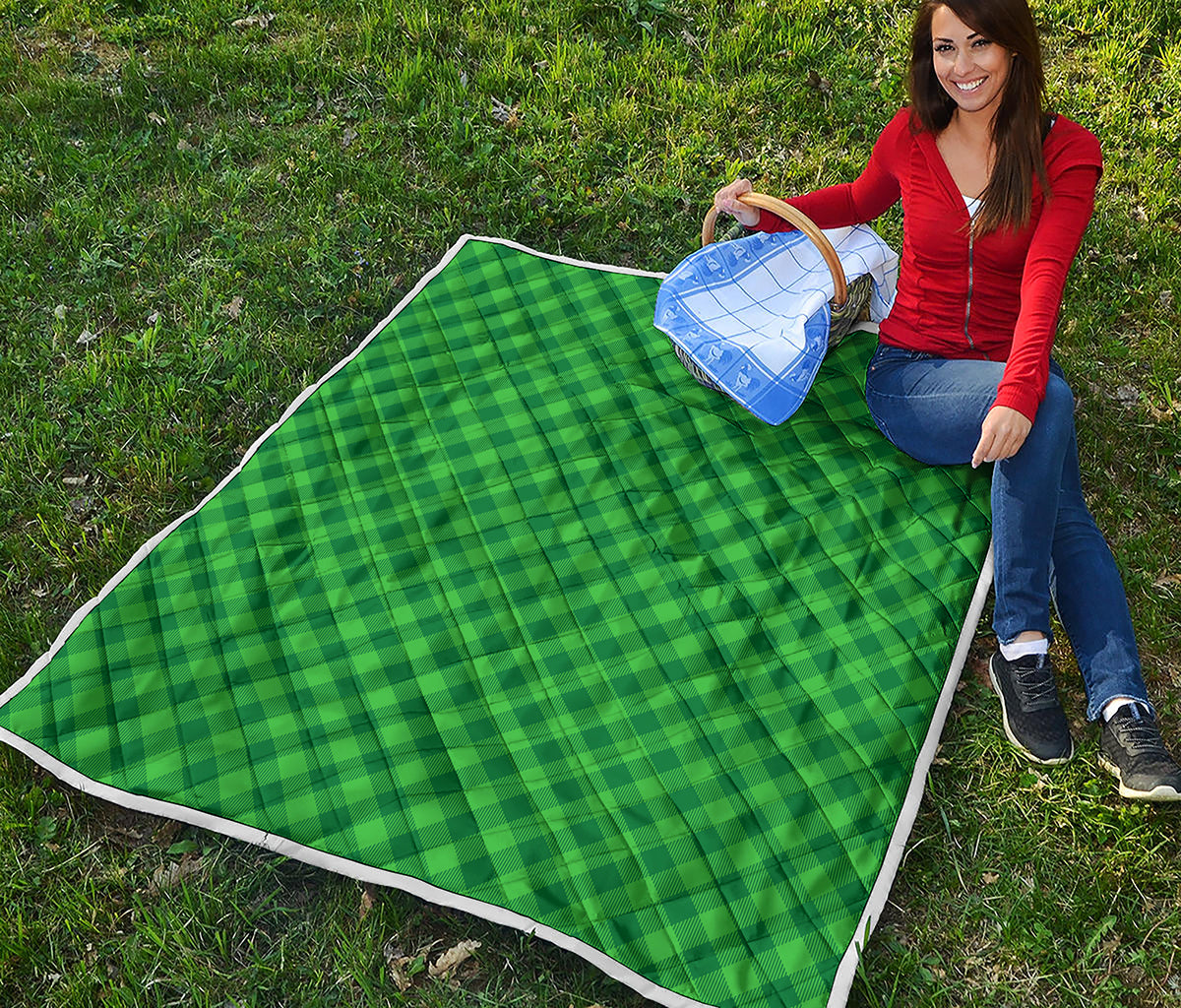 Irish Green Buffalo Plaid Print Quilt