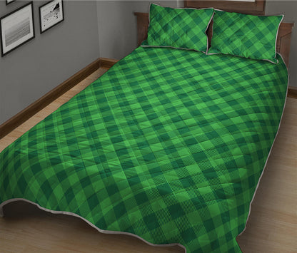 Irish Green Buffalo Plaid Print Quilt Bed Set