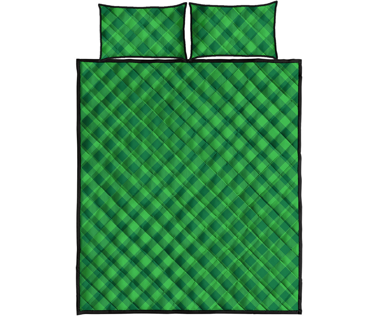 Irish Green Buffalo Plaid Print Quilt Bed Set