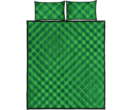 Irish Green Buffalo Plaid Print Quilt Bed Set