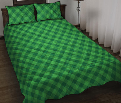 Irish Green Buffalo Plaid Print Quilt Bed Set