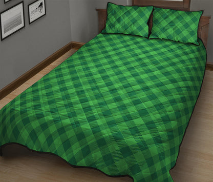 Irish Green Buffalo Plaid Print Quilt Bed Set