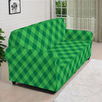 Irish Green Buffalo Plaid Print Sofa Cover