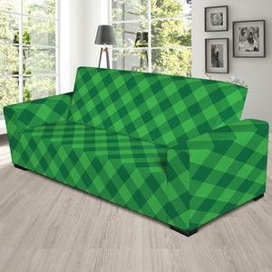 Irish Green Buffalo Plaid Print Sofa Slipcover