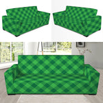 Irish Green Buffalo Plaid Print Sofa Slipcover