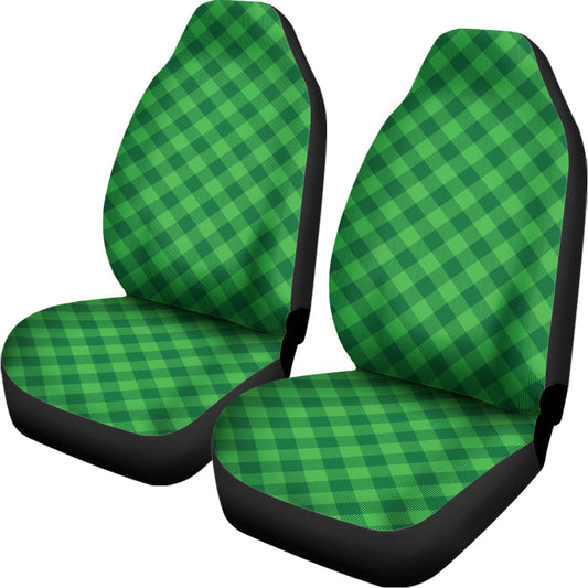 Irish Green Buffalo Plaid Print Universal Fit Car Seat Covers