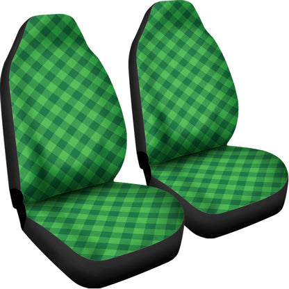 Irish Green Buffalo Plaid Print Universal Fit Car Seat Covers