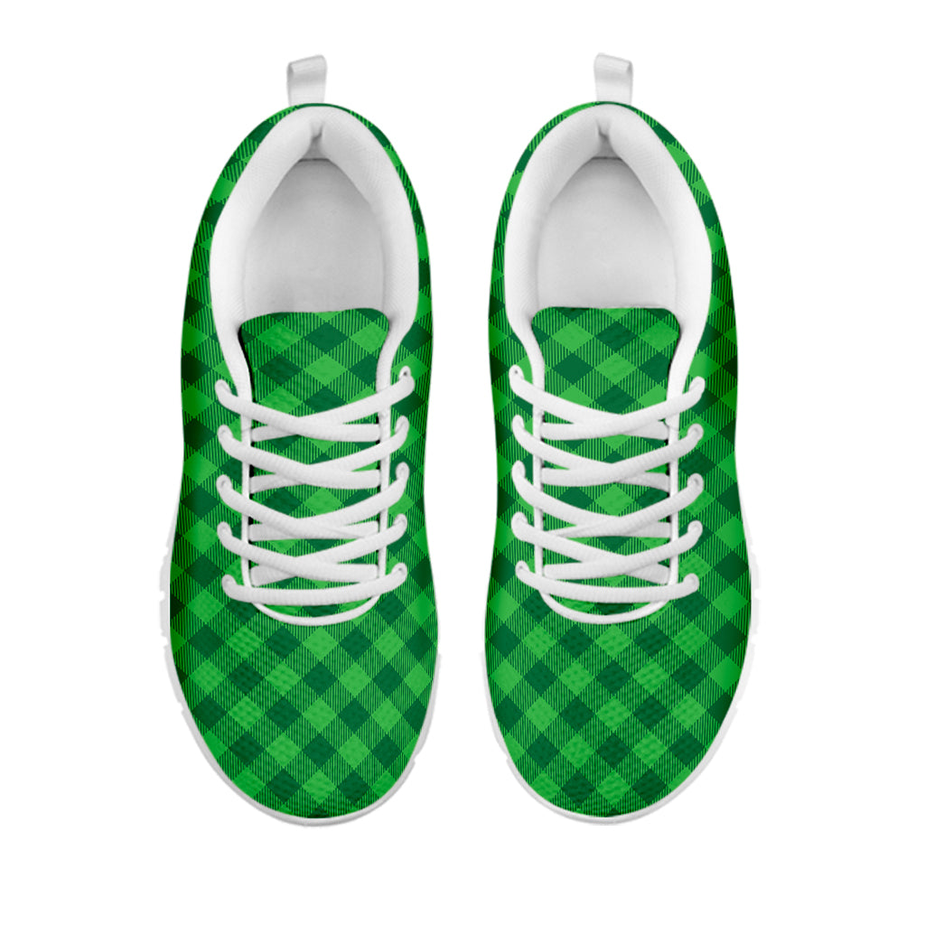 Irish Green Buffalo Plaid Print White Sneakers