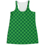 Irish Green Buffalo Plaid Print Women's Racerback Tank Top