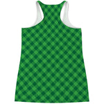 Irish Green Buffalo Plaid Print Women's Racerback Tank Top