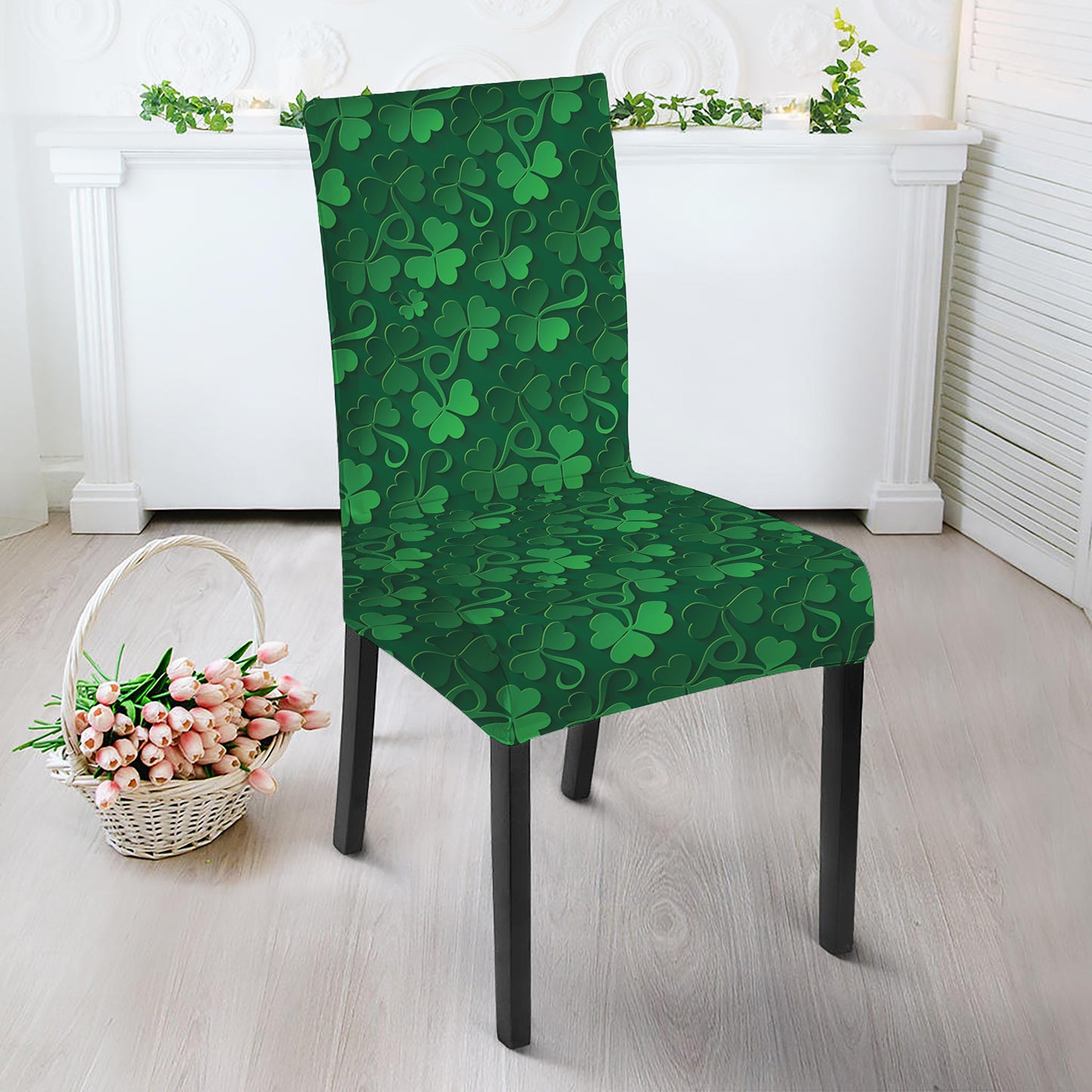Irish Leaf St. Patrick's Day Print Dining Chair Slipcover